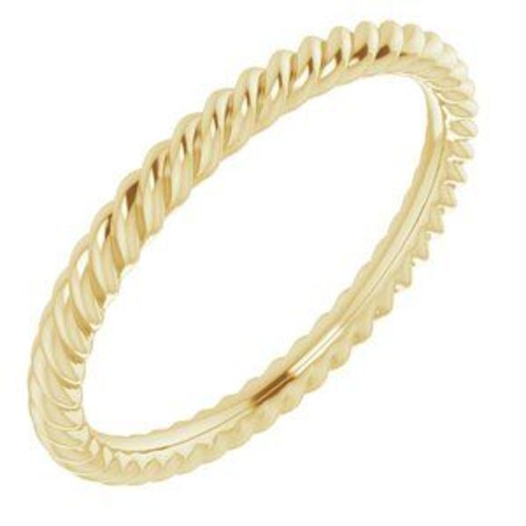 Kazi Luxury 14K Yellow 2 mm Skinny Rope Band Size 5